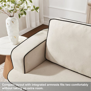 English Elm Integrated Armrest Compact Loveseat Soft Upholstered Two Seat Sofa for Small Spaces W3480P402278