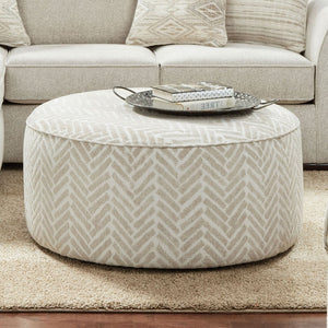 English Elm Transitional Round Upholstery Ottoman With Welt Trim - Versatile, Lightweight & Stylish Comfort Piece B2741P355860-GIGA