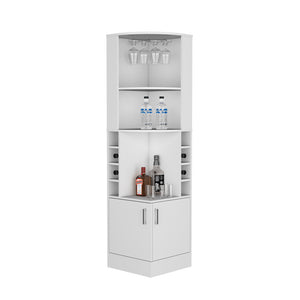 English Elm Corner Bar Cabinet Cleveland Eco White – Space-Saving Engineered Wood Corner Storage with Shelves, Durable Finish, Easy Assembly, Modern Living Room Appeal B092S00274