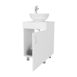English Elm White Compact Bathroom Vanity With Integrated Vessel Sink – Stylish Storage For Small Spaces B062P303928-GIGA