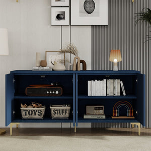 English Elm Modern 4-door Sideboard with Carved Surface, Adjustable Shelves, Spacious Storage for Entryway & Living Room W2696P280000