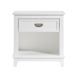 English Elm White Nightstand with Drawer & Shelf, Classic White Finish, Dovetail Drawer, No Assembly Needed —26"H bedside storage blend B011P365522