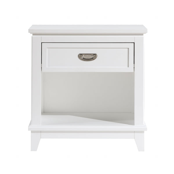English Elm White Nightstand with Drawer & Shelf, Classic White Finish, Dovetail Drawer, No Assembly Needed —26"H bedside storage blend B011P365522