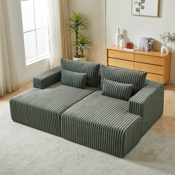 English Elm 87" Oversized Cloud-Like Chaise Lounge - No Assembly, Plush Army Green Sleeper Sofa For Modern Spaces W834S00322