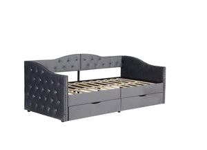 English Elm Full Boucle Upholstered Daybed with Tufted Headboard Storage Drawers and Usb Ports W1670S00027