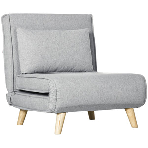 English Elm HOMCOM Convertible Chair Bed with 6-Position Backrest, Linen Feel Sleeper Chair, Space-Saving Bed W2225P217713