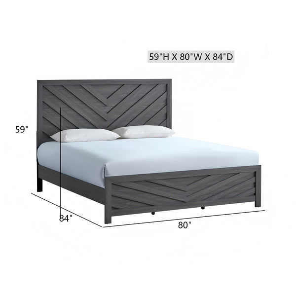 English Elm Rustica Architectural Gray King Panel Bed with Layered Trim Headboard and Footboard B078S00657