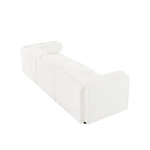 English Elm Elegant White Chenille Sofa With Hidden Storage, Ergonomic Support, & Modular Design For Modern Living W714S01037