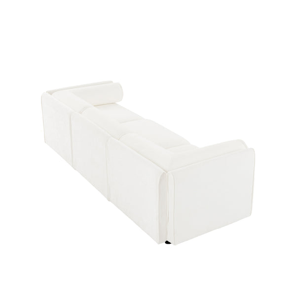 English Elm Elegant White Chenille Sofa With Hidden Storage, Ergonomic Support, & Modular Design For Modern Living W714S01037