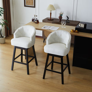 English Elm Christopher Knight Home® - 33.25" Swivel Counter Stools Set of 2 — 360° Upholstered Button-Tufted Armless Bar Stools, Black-Beige N780P185530B