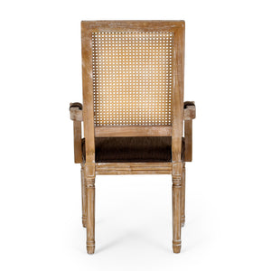 English Elm Dining Chairs Set of 2 Cane Back Rubberwood Armchair French Country Upholstered Seat N769P433301Z