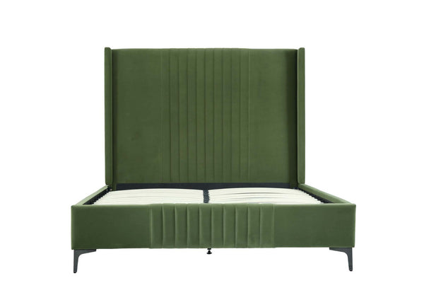 English Elm Promenade Upholstered Velvet Queen Bed - Luxurious Moss Green Design With Modern Comfort & Style B365S00050-GIGA