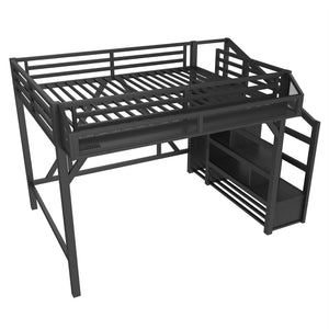 English Elm Twin House Frame Bed Pine Wood with Storage Drawers and Shelves for Kids Bedroom W1580S00410