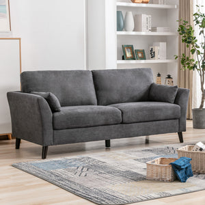 English Elm Damiano Three Seat Woven Fabric Sofa with Solid Wood Legs for Modern Living Rooms Gray B2749S00153