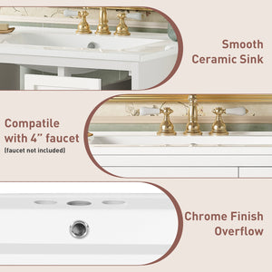 English Elm 24" Floating Bathroom Vanity with Ceramic Sink Two Drawers White Mdf Cabinet N710P286704K