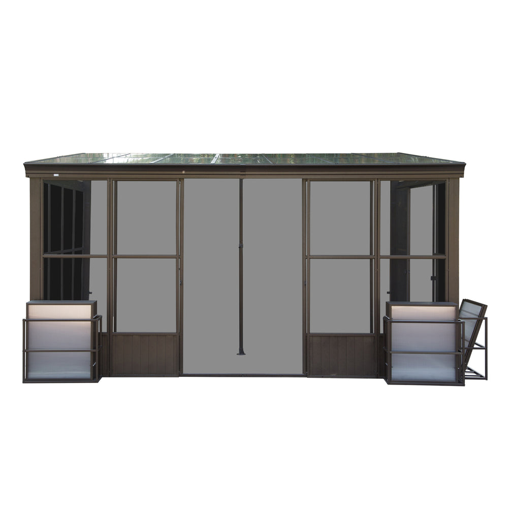 English Elm 10x14ft Aluminum Lean to Solarium with Polycarbonate Panels and Dual Sliding Doors W1859P238681