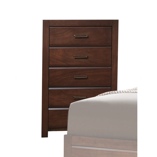 English Elm Walnut Five-Drawer Chest with Rich Finish, Generous Storage, Smooth Pull Handles for Elegant Organization B062P209047