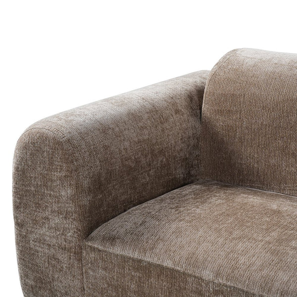 English Elm 140" Curved Sectional Sofa Plush Lamb Wool Upholstery 3 Piece Modular Living Room Set Brown N767P384981R