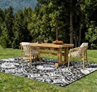 English Elm Portable Reversible Polypropylene Outdoor Rug Waterproof Floral Mat for Patio Camping T3971P420812