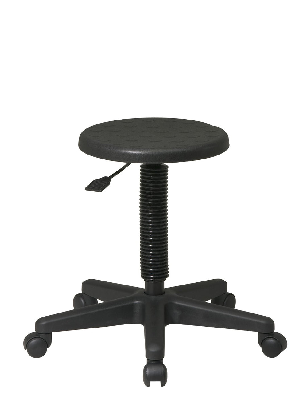 OSP Home Furnishings Intermediate Workshop Stool with Pneumatic Adjustment Urethane Seat and Rolling Casters KH503