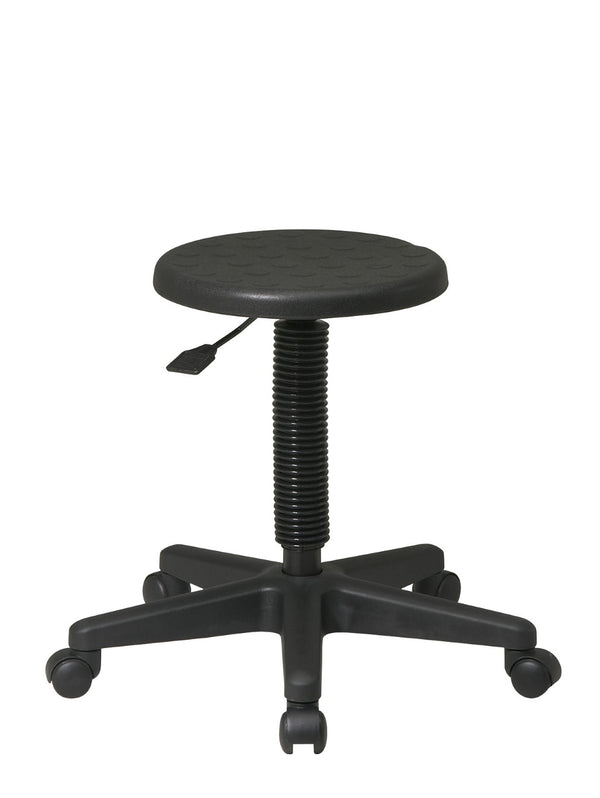 OSP Home Furnishings Intermediate Workshop Stool with Pneumatic Adjustment Urethane Seat and Rolling Casters KH503