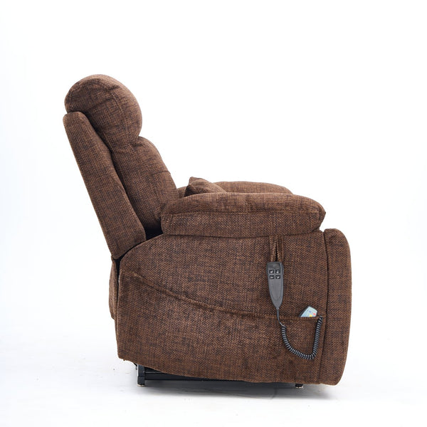 English Elm Old Age Electric Lift Chair With Massage & Heat, 180° Recline, Dual Motors, Cup Holders & Storage W547S00054
