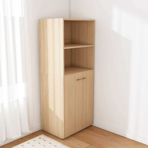 English Elm Stretchable expandable office desk with magnetic fold, lockable casters, adjustable shelves for storage and space-saving Natural Wood W509P355681