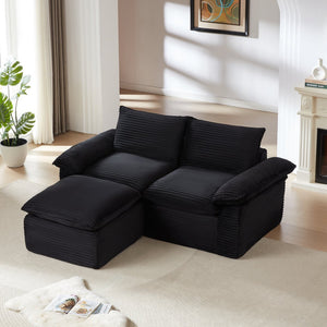 English Elm Modern Corduroy Cloud Sofa - Stylish Modular Design For Comfort & Versatile Living Spaces, Black W3396S00019