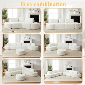 English Elm 106.3-inch Chenille Modular Sectional with Curved Ottomans for Modern Living Spaces W3505P383963