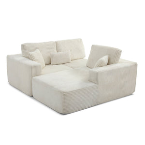 English Elm 109'' Modular Cloud Sectional with Deep Corduroy Seat for Spacious Living Rooms W1117S00307