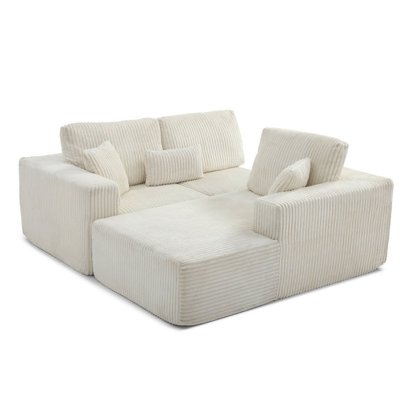 English Elm 109'' Modular Cloud Sectional with Deep Corduroy Seat for Spacious Living Rooms W1117S00307