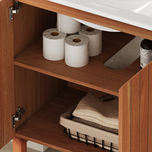 English Elm Christopher Knight Home® - 30" Modern Bathroom Vanity with Ceramic Sink, Natural Wood Grain, 45° Handle, Soft-Close, Ample Storage N817P245325N