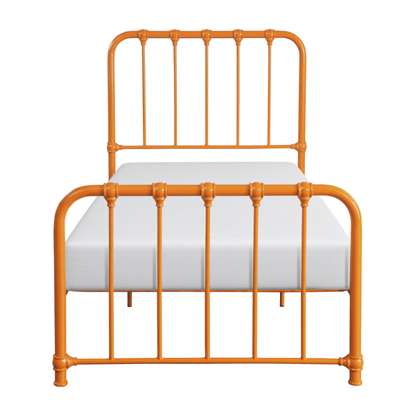 English Elm Metal Bed Bethany Queen Platform with Curved Headboard and Timeless Accent Joints for Stylish Rooms Orange 47.25 L x 41.75 W x 4 H B011P265604