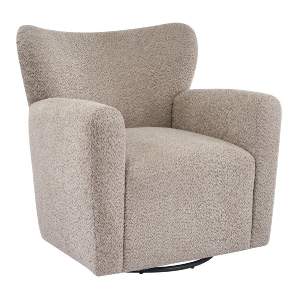 English Elm Modern Bouclé Wingback Swivel Chair with 360 Degree Rotation for Living Room Black,Camel N776P403573M
