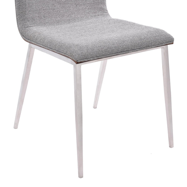 English Elm Rhyssa Modern Dining Chairs Set of 2 — Gray Fabric Upholstery, Walnut Laser-Cut Back, Stainless Legs B2736P354367