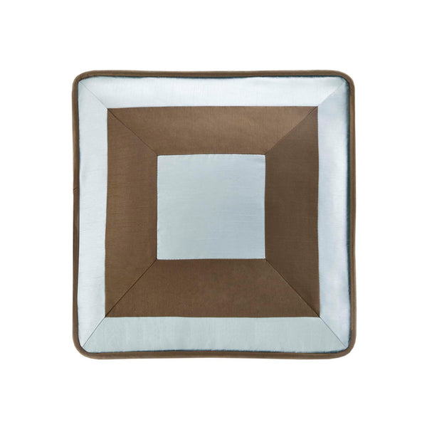 JLA Home Madison Park - 7 Madison Park Comforter Set with Light Blue Center, Taupe & Chocolate Borders for Hotel-Style Bedroom Elegance, Easy-Care Polyester Finish 104 L x 92 W x 1.5H MP10-281