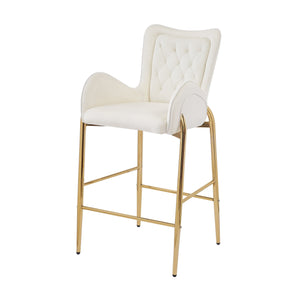 English Elm Christopher Knight Home® - 28.75inch Velvet Counter Height Stool Set of 2 with Tufted Back, Gold Frame & Foam Comfort, 265lb White N762P199823K