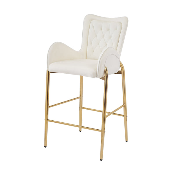 English Elm Christopher Knight Home® - 28.75inch Velvet Counter Height Stool Set of 2 with Tufted Back, Gold Frame & Foam Comfort, 265lb White N762P199823K