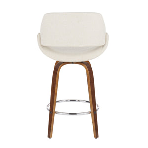 English Elm 26" Mid-century Swivel Counterstools Walnut Legs Charcoal Upholstery Set of 2 B202S00242