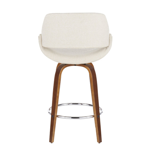 English Elm 26" Mid-century Swivel Counterstools Walnut Legs Charcoal Upholstery Set of 2 B202S00242