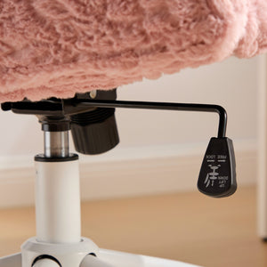 English Elm W26.4 Extra-Wide Faux Fur Office Chair with Metal Base, Ergonomic 360° Swivel, Adjustable Comfort Pink W1143P369104