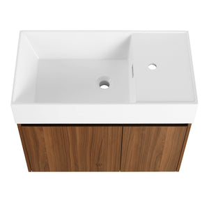 English Elm 30 Resin Sink Vanity with Soft-Close Doors, Floating Mount Design, Durable Scratch & Water-Resistant Finish Walnut W999P228750