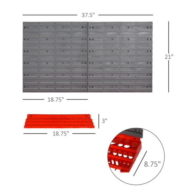 English Elm Wall Mounted Pegboard Tool Organizer with Shelves and 50 Hooks for Garage Workbench T3971P438413