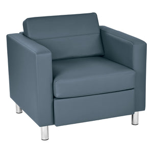 OSP Home Furnishings Pacific Club Armchair in Faux Leather with Chrome Legs for Modern Living Spaces Blue PAC51-R105