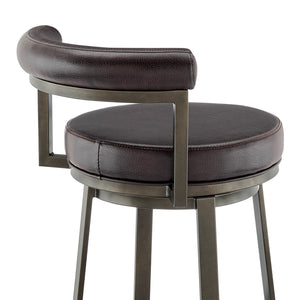 English Elm Reuben Swivel Counterstool with Faux Leather Seat and Industrial Black Metal Frame Brown B2736P464848