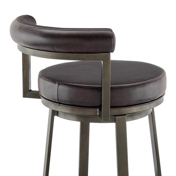 English Elm Reuben Swivel Counterstool with Faux Leather Seat and Industrial Black Metal Frame Brown B2736P464848