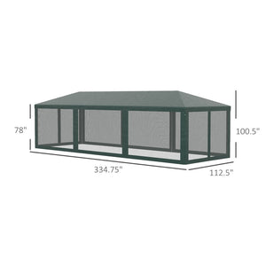 English Elm Outsunny 10' X 28' Outdoor Party Tent Canopy With Removable Mesh Walls, Zippered Doors, Green W2225P174228-GIGA