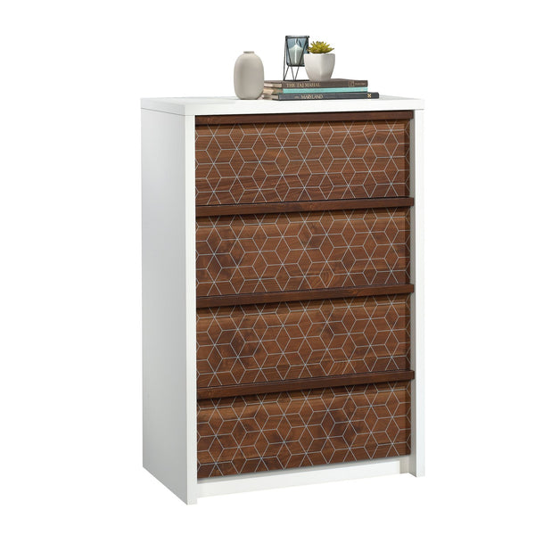 English Elm 4-Drawer Chest – Stylish White Finish With Walnut Accents For Modern Storage In Any Room B356P402756