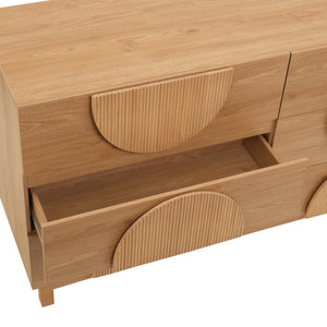 English Elm Modern Fluted 6 Drawer Dresser with Solid Wood Legs Japandi Chest for Bedroom Natural N739S0000013W