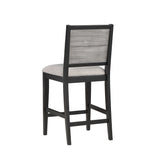 English Elm Set Of 2 Counter Height Chairs With Upholstered Seat, Black and Grey